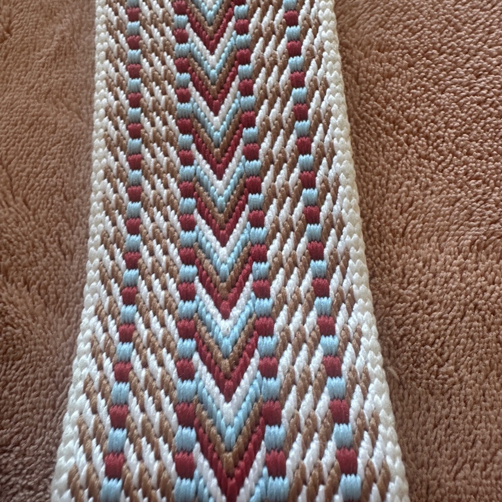 Light Grey Crossbody Sling Bag with Patterned Strap - Picture 2 of 6